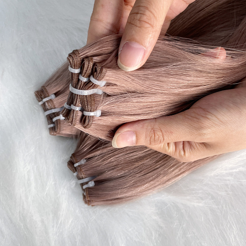 AngelBella Genius Weft Hair Extensions European One Donor Raw Human Hair Light Colors