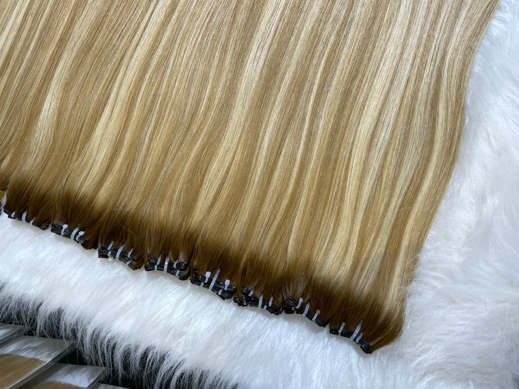 AngelBella Genius Weft Hair Extensions European One Donor Raw Human Hair Balayage Colors
