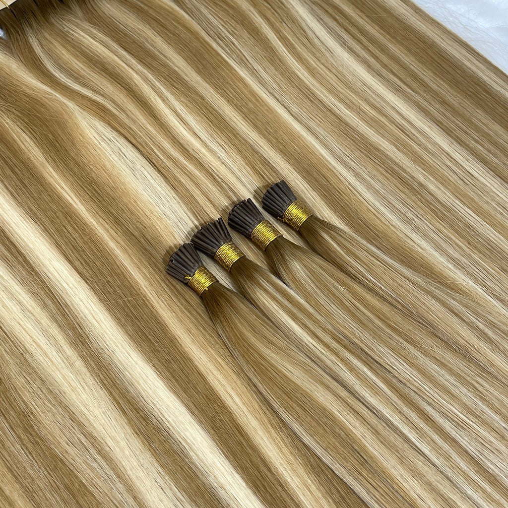 AngelBella I-Tip Hair Extensions European One Donor Raw Human Hair Balayage Colors
