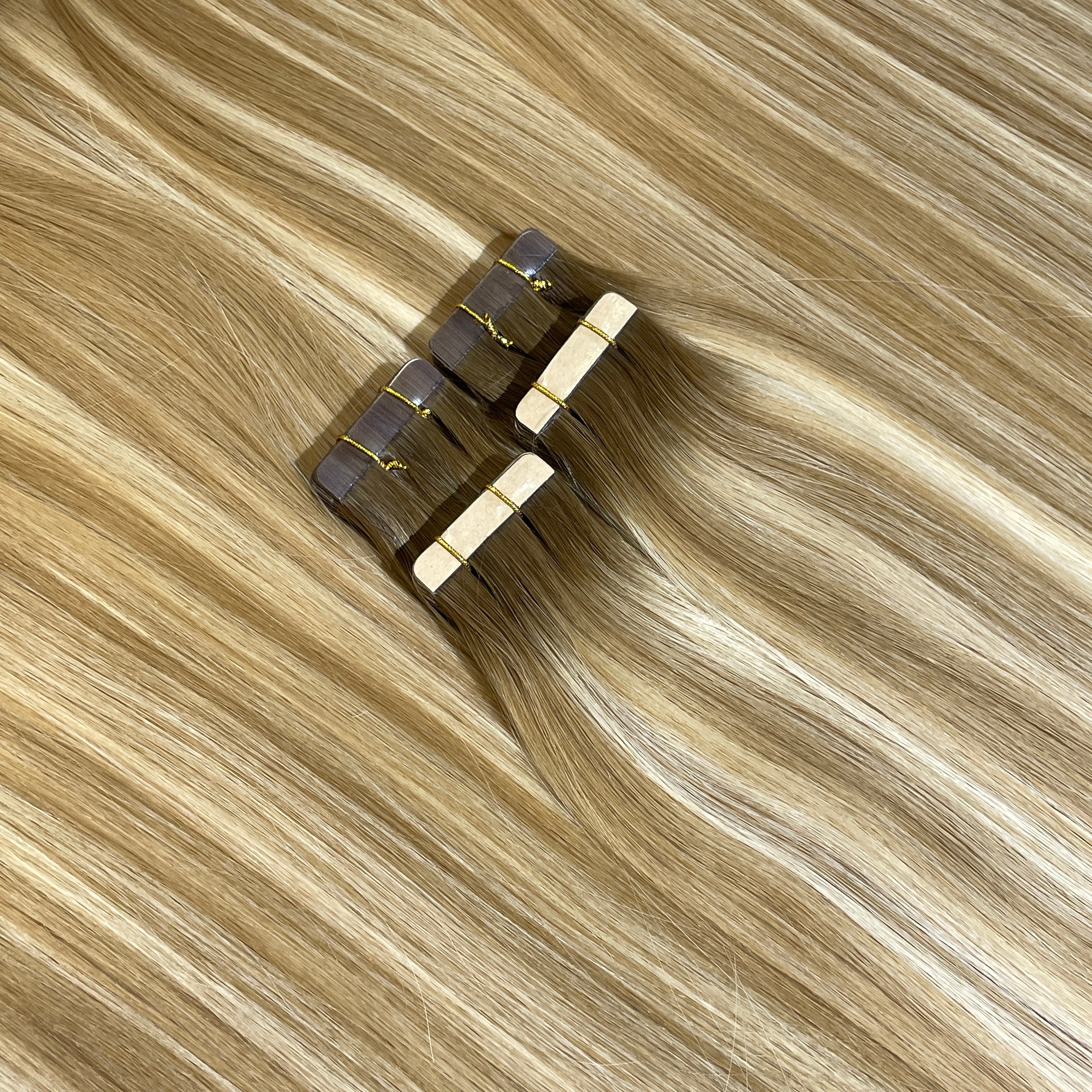 AngelBella Tape In Hair Extensions Human Hair, Balayage, 50g 20pcs, Skin Weft Seamless Invisible, Silky Straight with Thick Ends, European oned onor raw hair