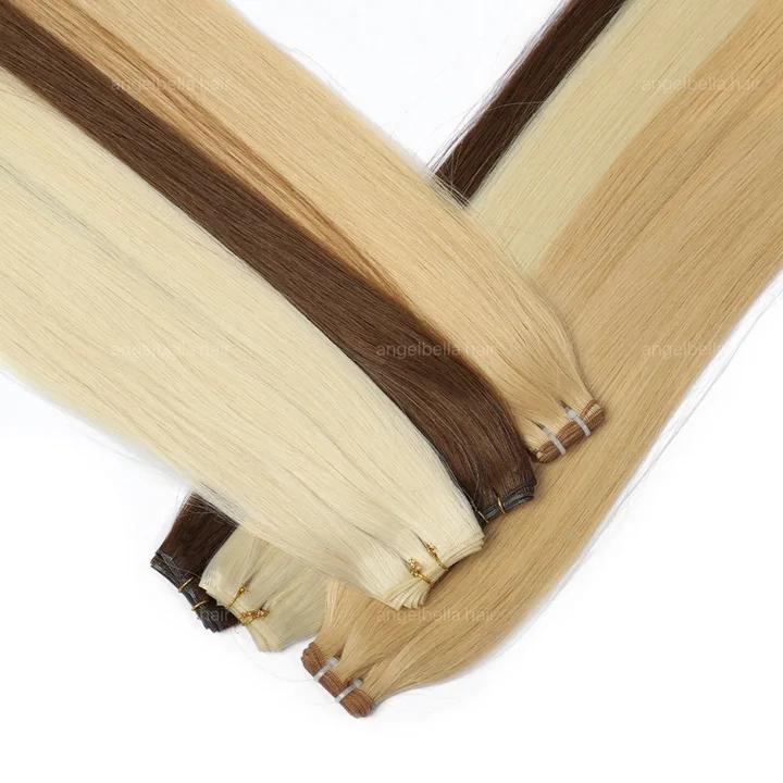 AngelBella Genius Weft Hair Extensions European One Donor Raw Human Hair Light Colors