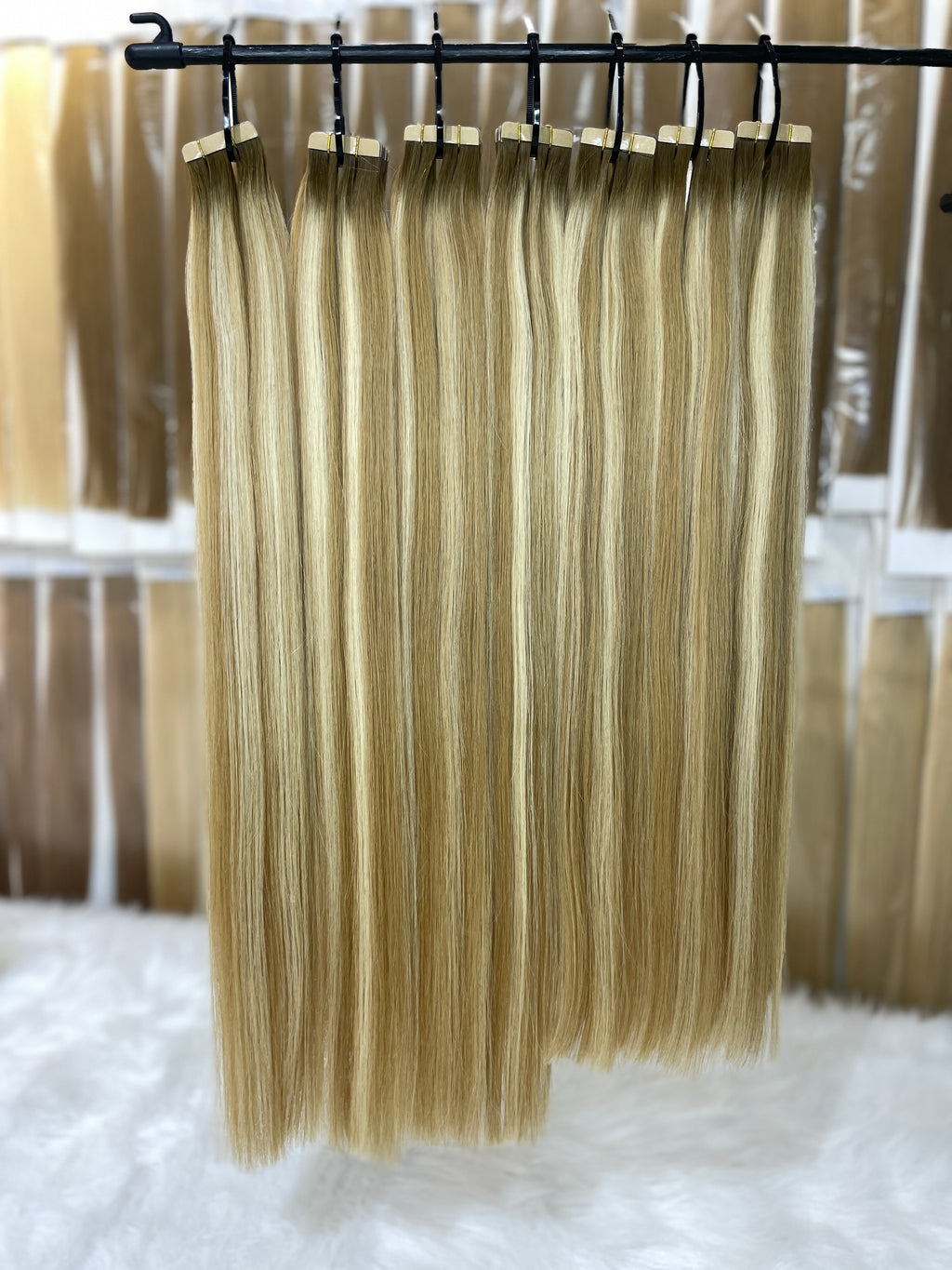AngelBella Tape In Hair Extensions Human Hair, Balayage, 50g 20pcs, Skin Weft Seamless Invisible, Silky Straight with Thick Ends, European oned onor raw hair