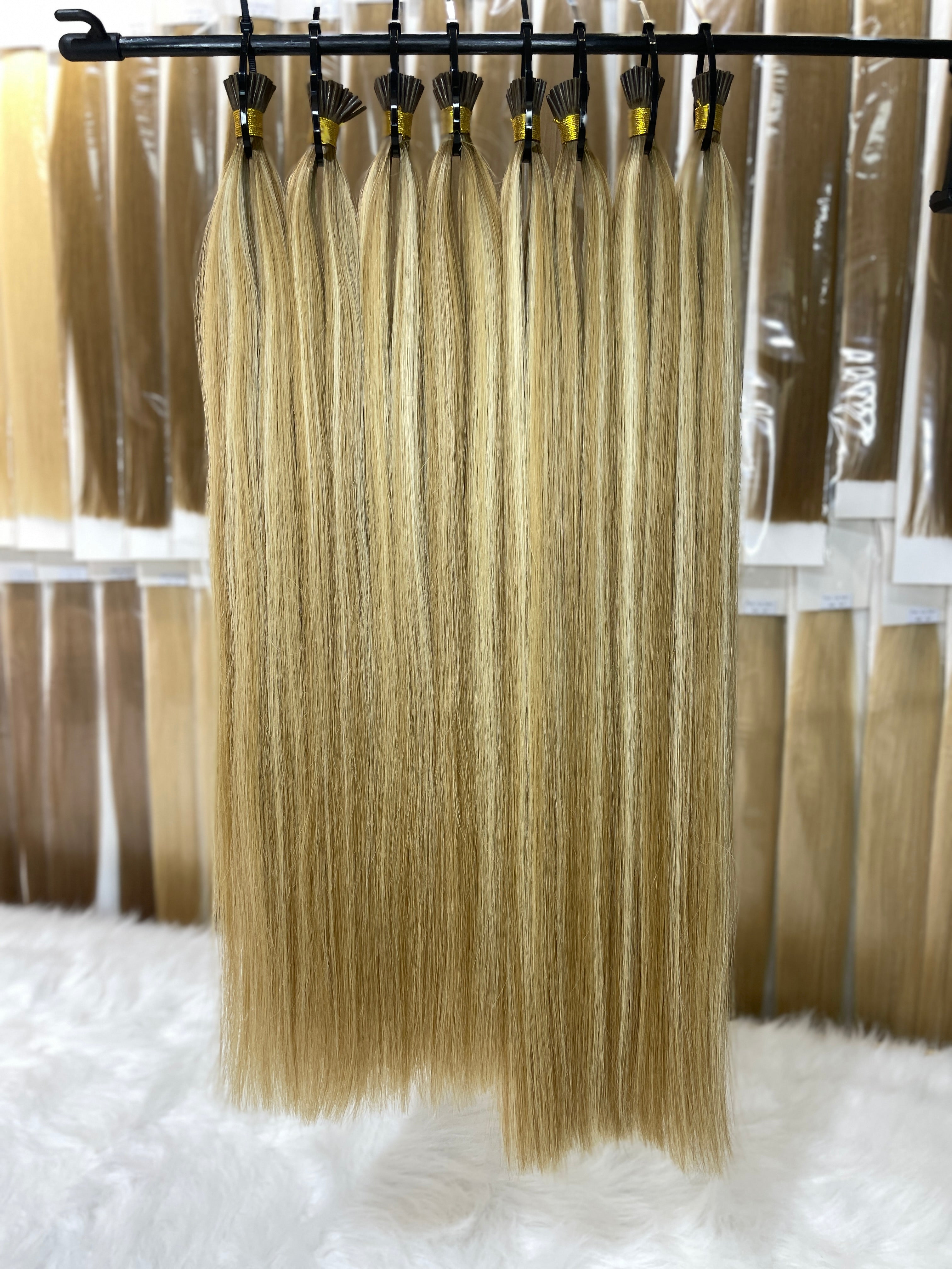 AngelBella I-Tip Hair Extensions Remy Human Hair Balayage Colors