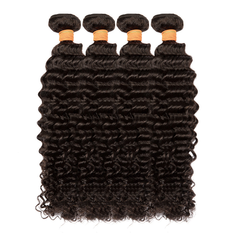 AngelBella Kinky Curly Hair Bundles 100% Human Hair Weave Bundles 12-40Inches 1 Pieces/Pack Black Color Quick Weave Sew in Extension Very Soft