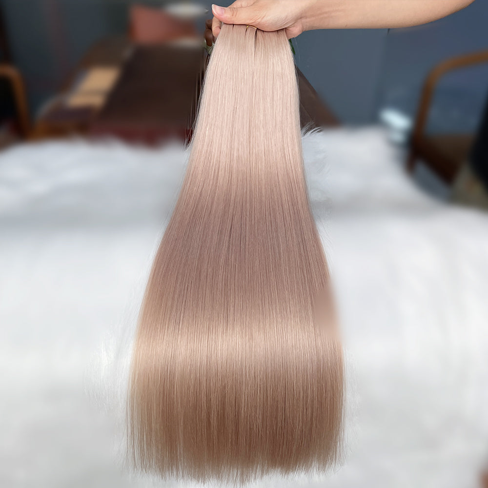 AngelBella Tape In Hair Extensions Human Hair, Light color, 50g 20pcs, Skin Weft Seamless Invisible, Silky Straight with Thick Ends, European oned onor raw hair