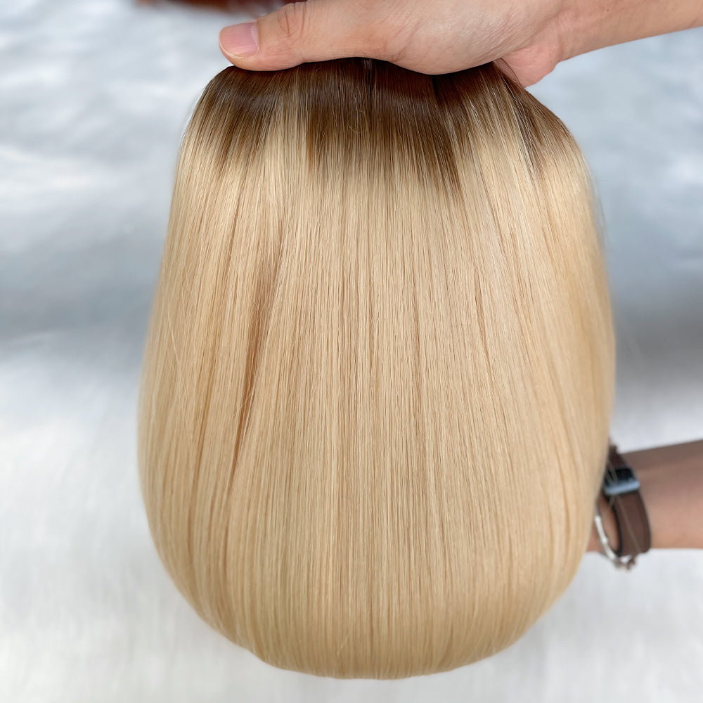 AngelBella Tape In Hair Extensions Human Hair, Ombre, 50g 20pcs, Skin Weft Seamless Invisible, Silky Straight with Thick Ends, European oned onor raw hair