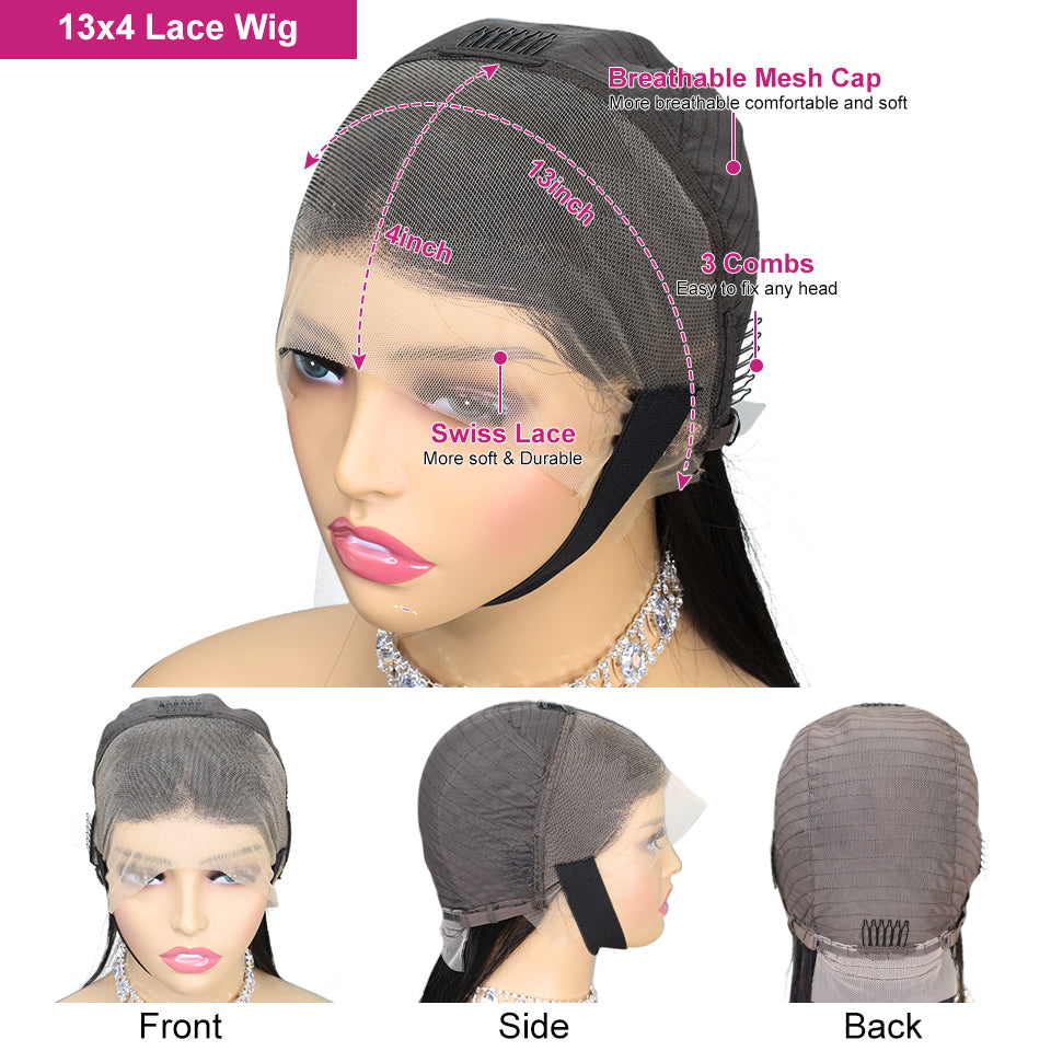 AngelBella DD Diamond Hair 13X4 Transparent Lace Frontal 99J# Straight Human Hair Wigs
