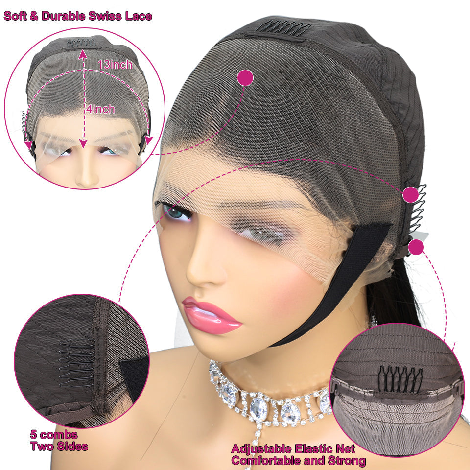 AngelBella DD Diamond Hair 13X4 Transparent Lace Frontal 99J# Straight Human Hair Wigs