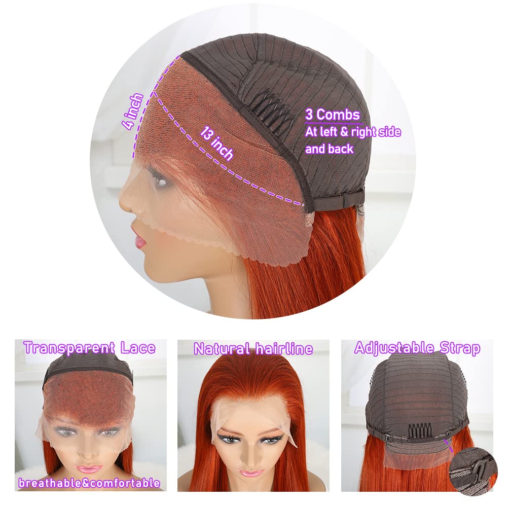 AngelBella DD Diamond Hair 13X4 Transparent Lace Frontal 530# Straight Human Hair Wigs