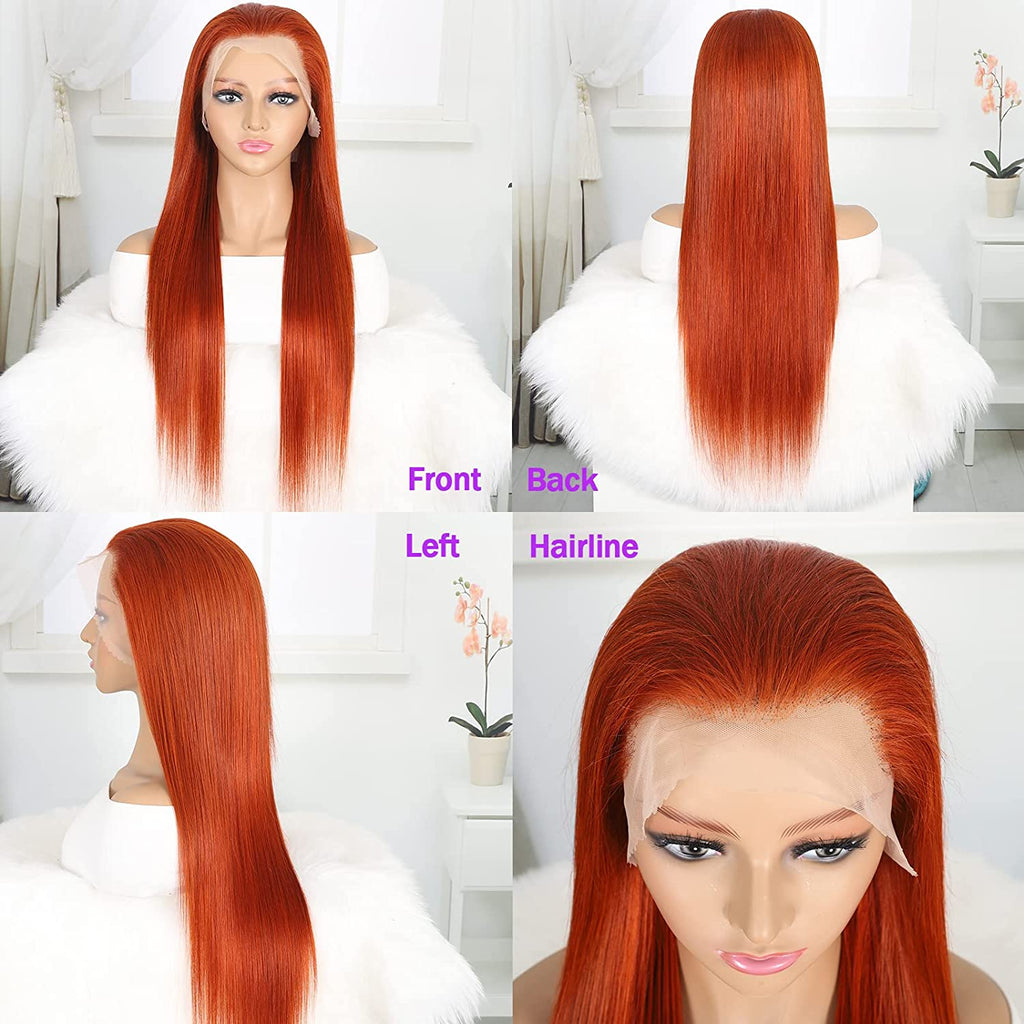 AngelBella DD Diamond Hair 13X4 Transparent Lace Frontal 530# Straight Human Hair Wigs