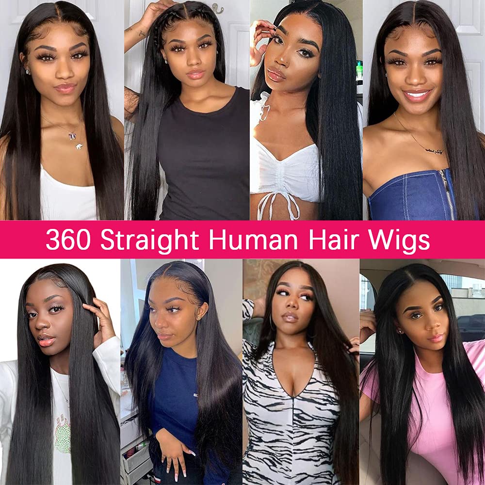 AngelBella Queen Doner Virgin Hair Straight Raw Hair 360 HD Lace Human Hair Wigs