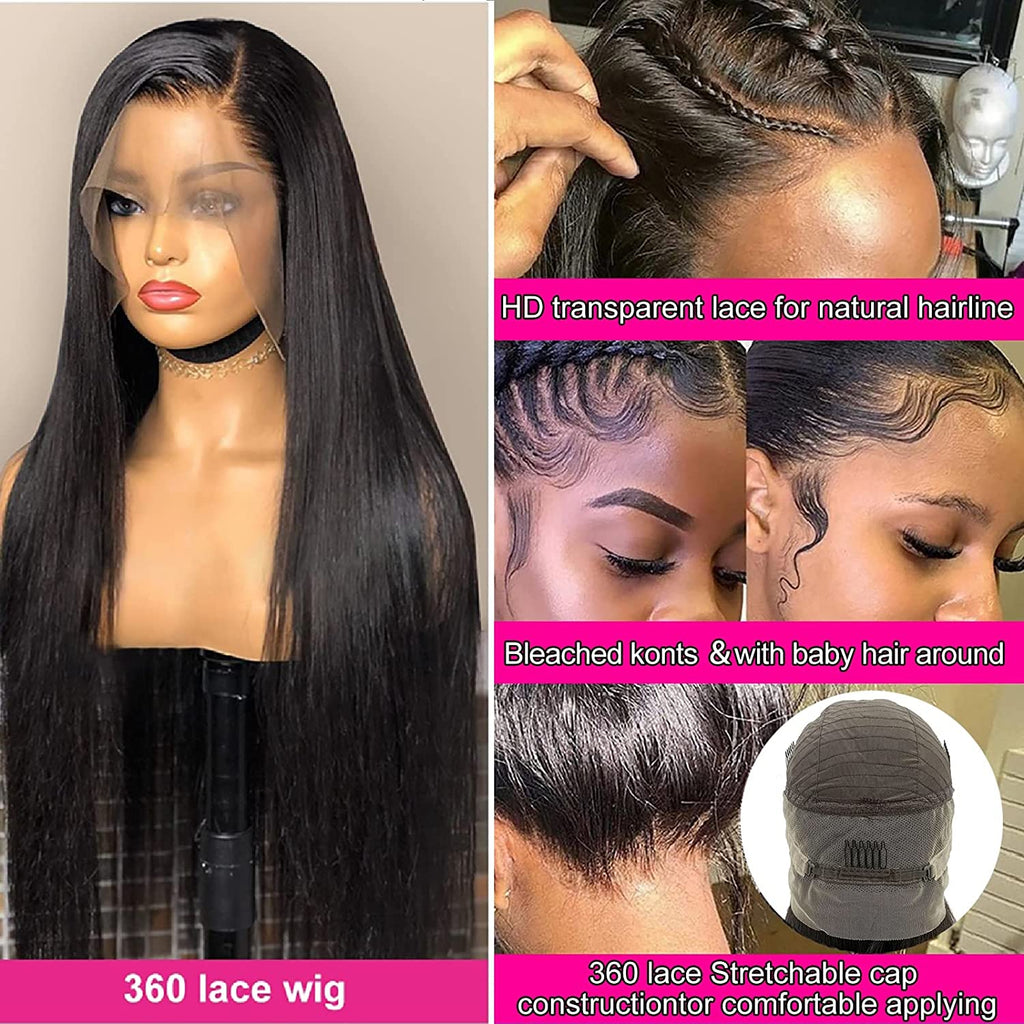 AngelBella Queen Doner Virgin Hair Straight Raw Hair 360 HD Lace Human Hair Wigs